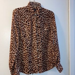 Lucky brand size small silk leopard print shirt